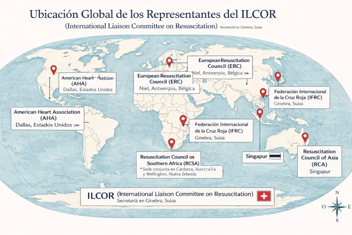 Imagen con la ubicación mundial de los principales representantes del ILCOR
