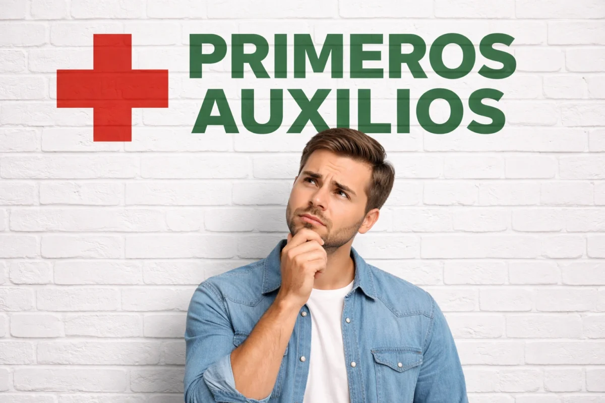 Una persona está dubitativa delante de un muro en el cual pone primeros auxilios